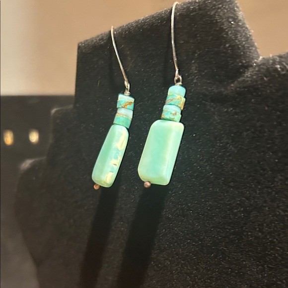 Vintage Mexico Silver & Turquoise Dangle Earrings - Picture 4 of 7